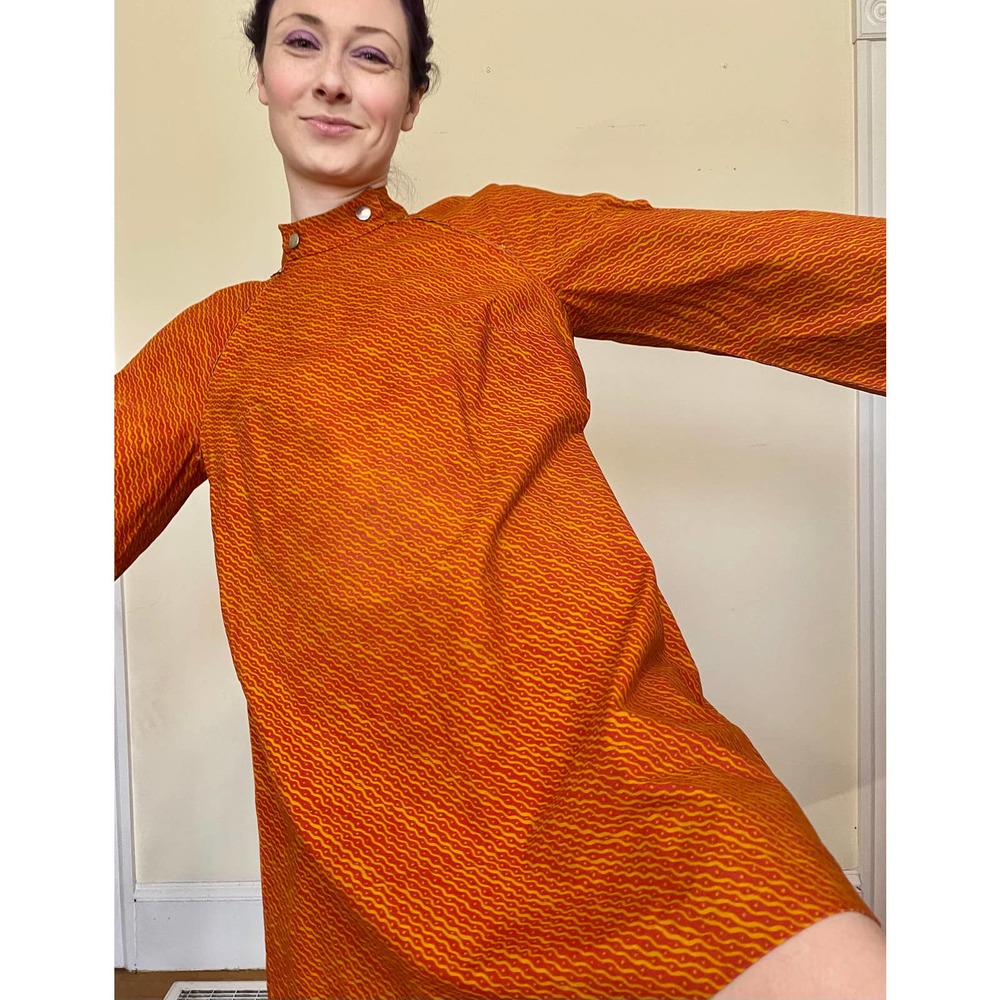 SOLD 1968 Orange Squiggle Marimekko Zipper Mini - Picture 7 of 11